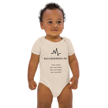 Load image into Gallery viewer, Organic cotton baby bodysuit with narration about parents