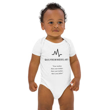 Load image into Gallery viewer, Organic cotton baby bodysuit with narration about parents