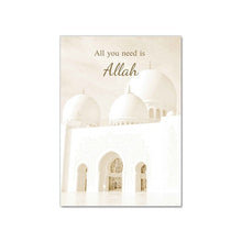 Load image into Gallery viewer, Islamic Wall Art Posters Muslim Building Poster White Lotus Canvas Painting Allah Quotes Print Scandinavian Pictures Room Decor